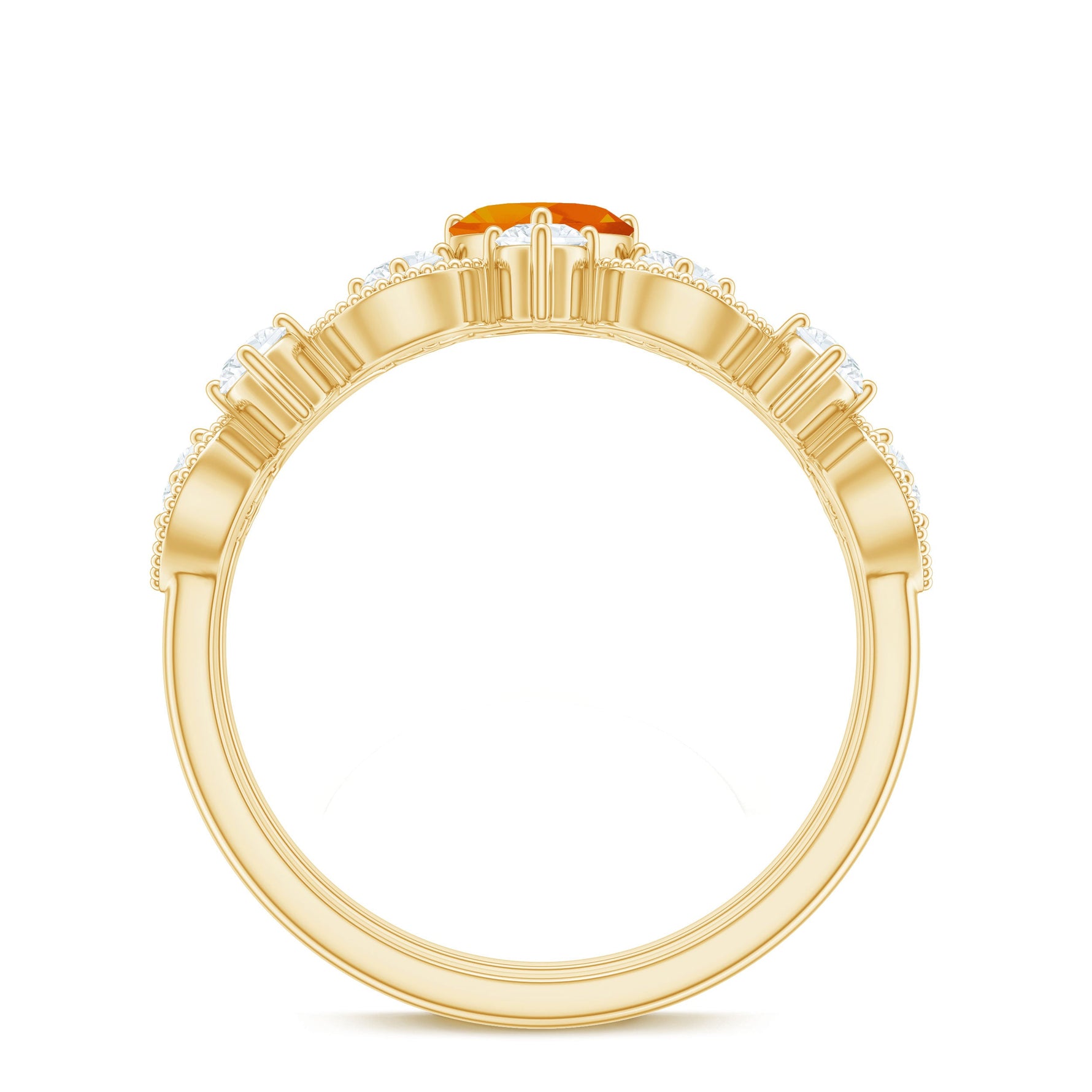 Heart Fire Opal and Moissanite Wedding Ring Set