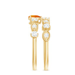 Heart Fire Opal and Moissanite Wedding Ring Set