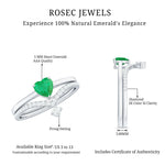 Certified Real Emerald Diamond Heart Wedding Ring Set