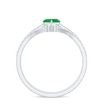 Certified Real Emerald Diamond Heart Wedding Ring Set