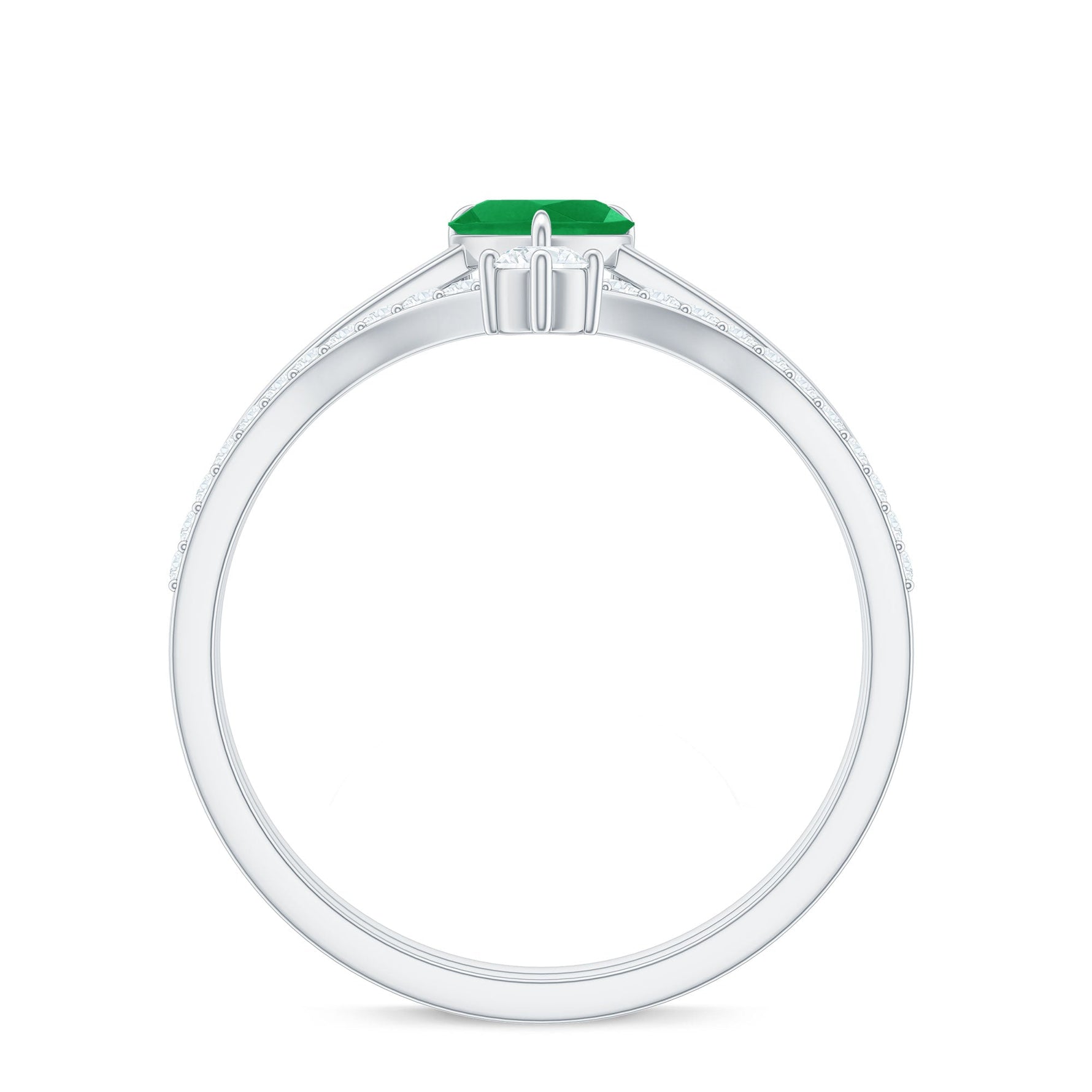 Certified Real Emerald Diamond Heart Wedding Ring Set