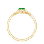 Certified Real Emerald Diamond Heart Wedding Ring Set