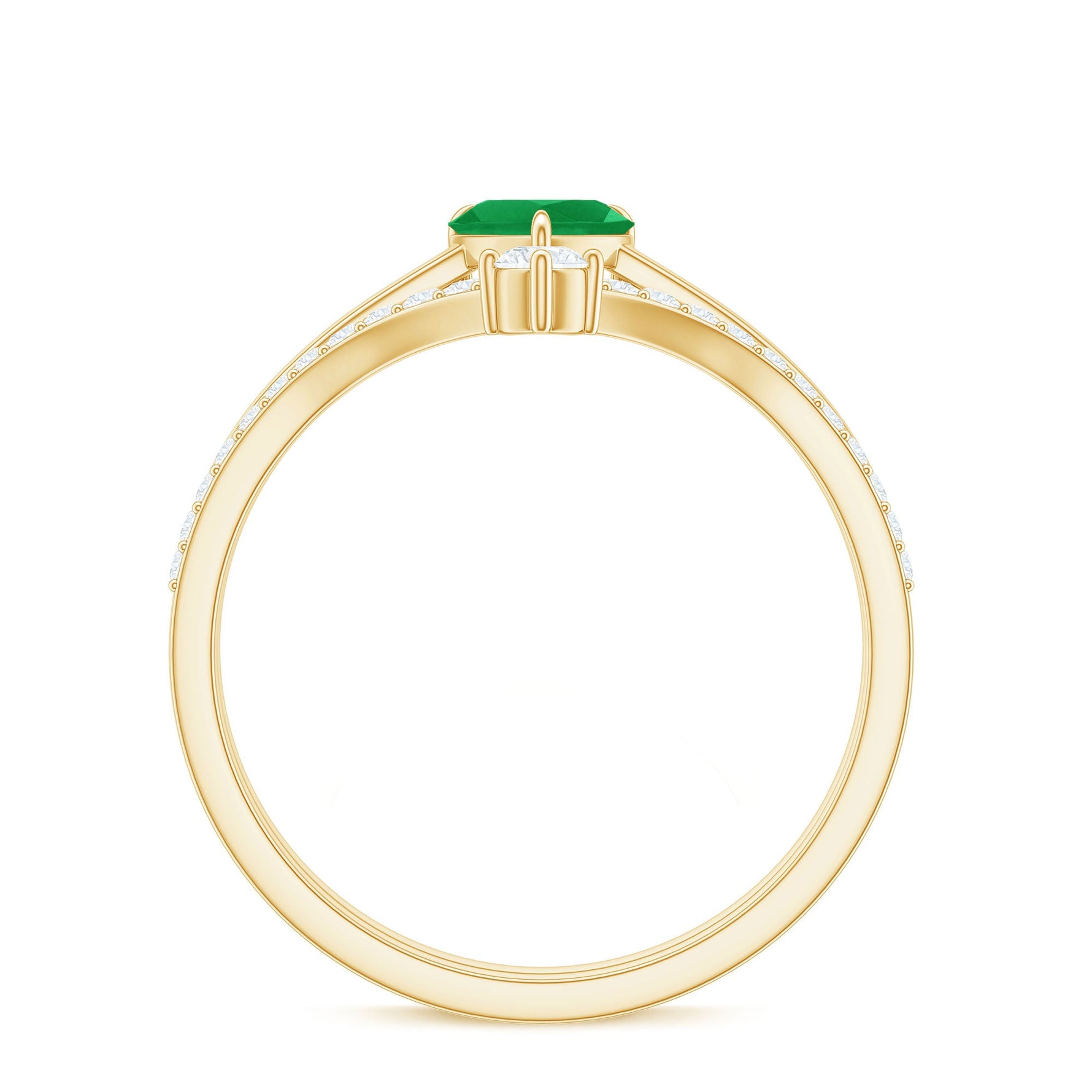 Certified Real Emerald Diamond Heart Wedding Ring Set