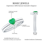 Natural Heart Shape Emerald Diamond Wedding Ring Set with Certificate