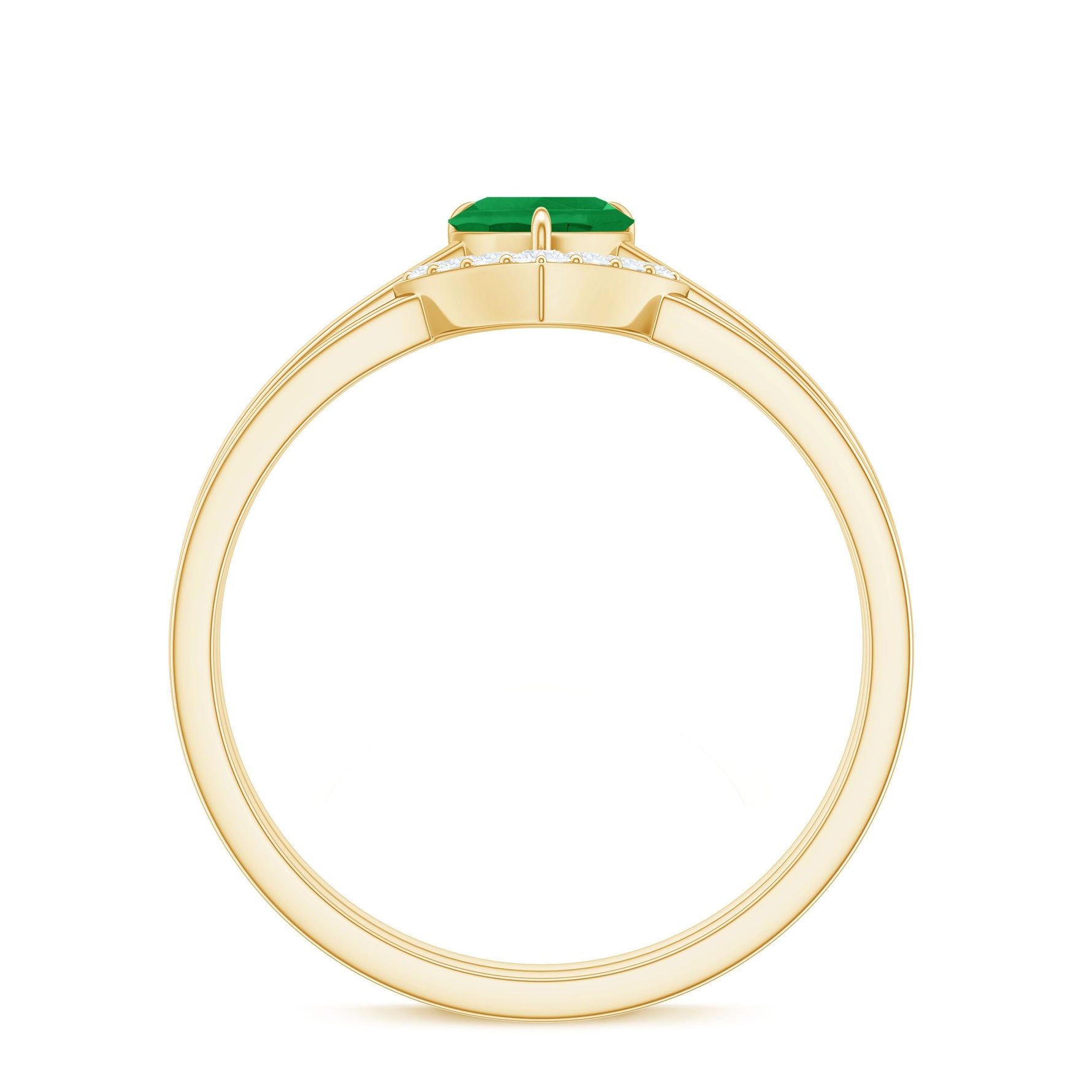 Natural Heart Shape Emerald Diamond Wedding Ring Set with Certificate