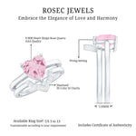 Heart Shape Rose Quartz Wedding Ring Set with Diamond