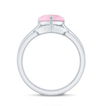 Heart Shape Rose Quartz Wedding Ring Set with Diamond