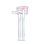 Heart Shape Rose Quartz Wedding Ring Set with Diamond