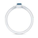 4X6mm Emerald Cut London Blue Topaz Curved Wedding Ring Set with Certificate