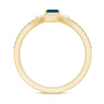 4X6mm Emerald Cut London Blue Topaz Curved Wedding Ring Set with Certificate