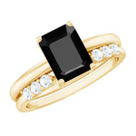 Created Black Diamond Solitaire Wedding Ring Set with Diamond