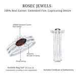 Natural Garnet Marquise Engagement Wedding Ring Set of 3 with Diamond