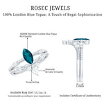London Blue Topaz and Diamond Wedding Ring Set with Beaded Details