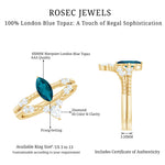 London Blue Topaz and Diamond Wedding Ring Set with Beaded Details
