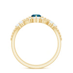 London Blue Topaz and Diamond Wedding Ring Set with Beaded Details