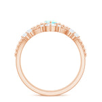 Certified Real Ethiopian Opal Marquise Engagement Wedding Ring Set of 2