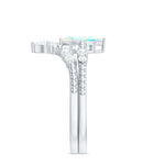 Certified Real Ethiopian Opal Marquise Engagement Wedding Ring Set of 2