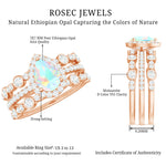 Genuine Vintage Style Opalescent Teardrop Engagement Wedding Ring Set of 3