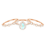 Genuine Vintage Style Opalescent Teardrop Engagement Wedding Ring Set of 3