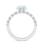 Genuine Vintage Style Opalescent Teardrop Engagement Wedding Ring Set of 3