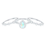 Genuine Vintage Style Opalescent Teardrop Engagement Wedding Ring Set of 3