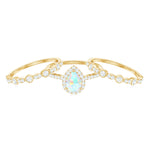 Genuine Vintage Style Opalescent Teardrop Engagement Wedding Ring Set of 3