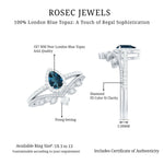 Vintage Style London Blue Topaz and Diamond Teardrop Wedding Ring Set