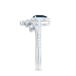 Vintage Style London Blue Topaz and Diamond Teardrop Wedding Ring Set