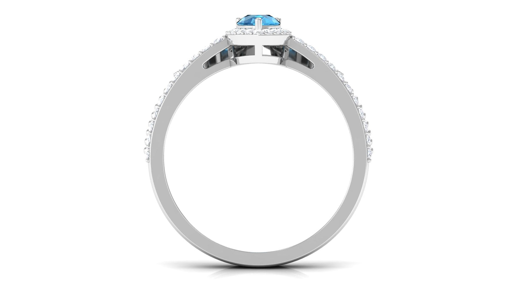 Vintage Inspired Swiss Blue Topaz Teardrop Wedding Ring Set with Diamond