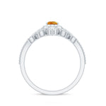 Citrine Vintage Teardrop Wedding Ring Set with Moissanite