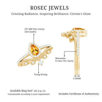 Citrine Vintage Teardrop Wedding Ring Set with Moissanite