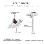 Natural Garnet Diamond Vintage Wedding Bridal Ring Set