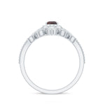 Natural Garnet Diamond Vintage Wedding Bridal Ring Set