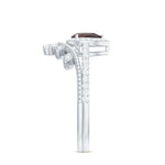 Natural Garnet Diamond Vintage Wedding Bridal Ring Set