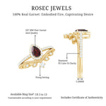 Natural Garnet Diamond Vintage Wedding Bridal Ring Set