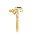 Natural Garnet Diamond Vintage Wedding Bridal Ring Set