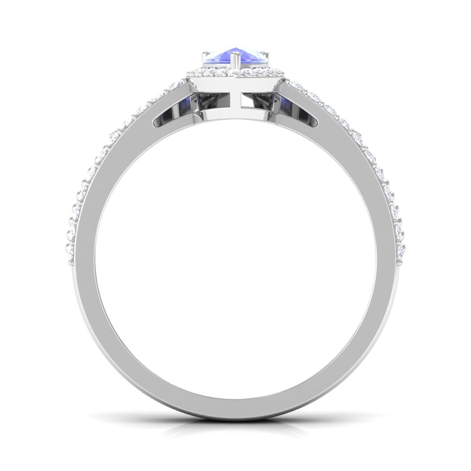 Tanzanite Vintage Teardrop Wedding Ring Set with Diamond