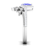 Tanzanite Vintage Teardrop Wedding Ring Set with Diamond