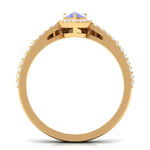 Tanzanite Vintage Teardrop Wedding Ring Set with Diamond