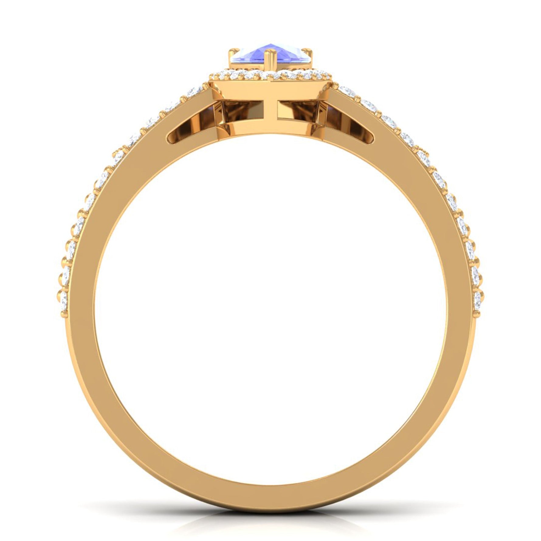 Tanzanite Vintage Teardrop Wedding Ring Set with Diamond