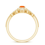 Vintage Inspired Fire Opal Teardrop Wedding Ring Set with Diamond