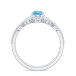 Pear Cut Natural Swiss Blue Topaz and Moissanite Wedding Ring Set