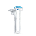 Pear Cut Natural Swiss Blue Topaz and Moissanite Wedding Ring Set