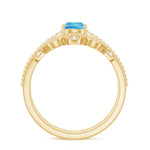 Pear Cut Natural Swiss Blue Topaz and Moissanite Wedding Ring Set