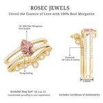 Pear Cut Natural Morganite and Diamond Wedding Ring Set