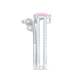 Pear Cut Natural Rose Quartz and Moissanite Wedding Ring Set