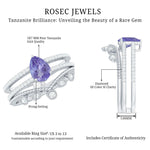 Pear Cut Natural Tanzanite and Diamond Wedding Ring Set