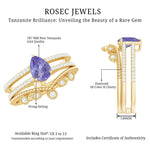 Pear Cut Natural Tanzanite and Diamond Wedding Ring Set