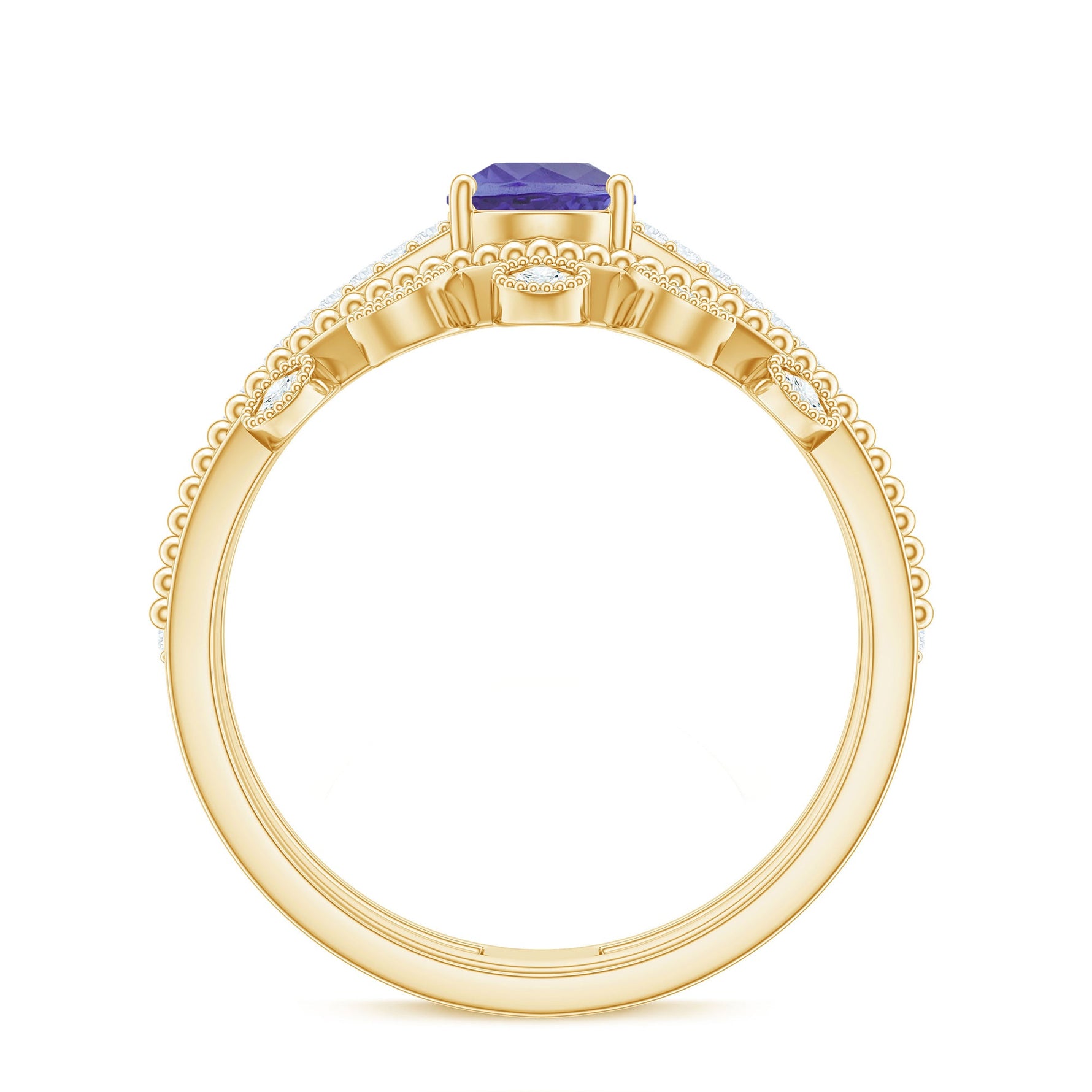 Pear Cut Natural Tanzanite and Diamond Wedding Ring Set