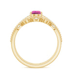 Pear Cut Real Pink tourmaline and Moissanite Wedding Ring Set